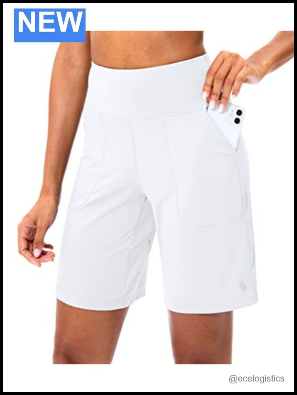 Women's Athletic Bermuda Shorts High-Waisted Long Shorts with Pockets 9" Inseam
